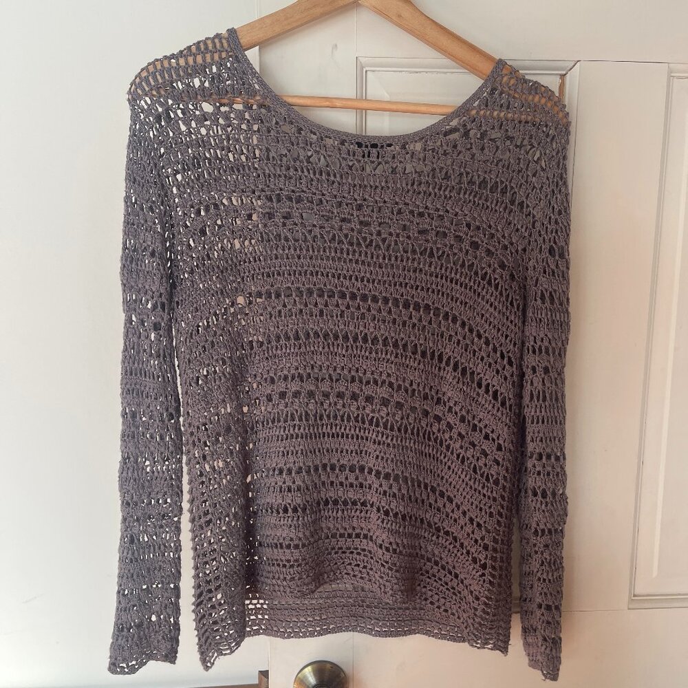 Theory Gray Open Knit Sweater